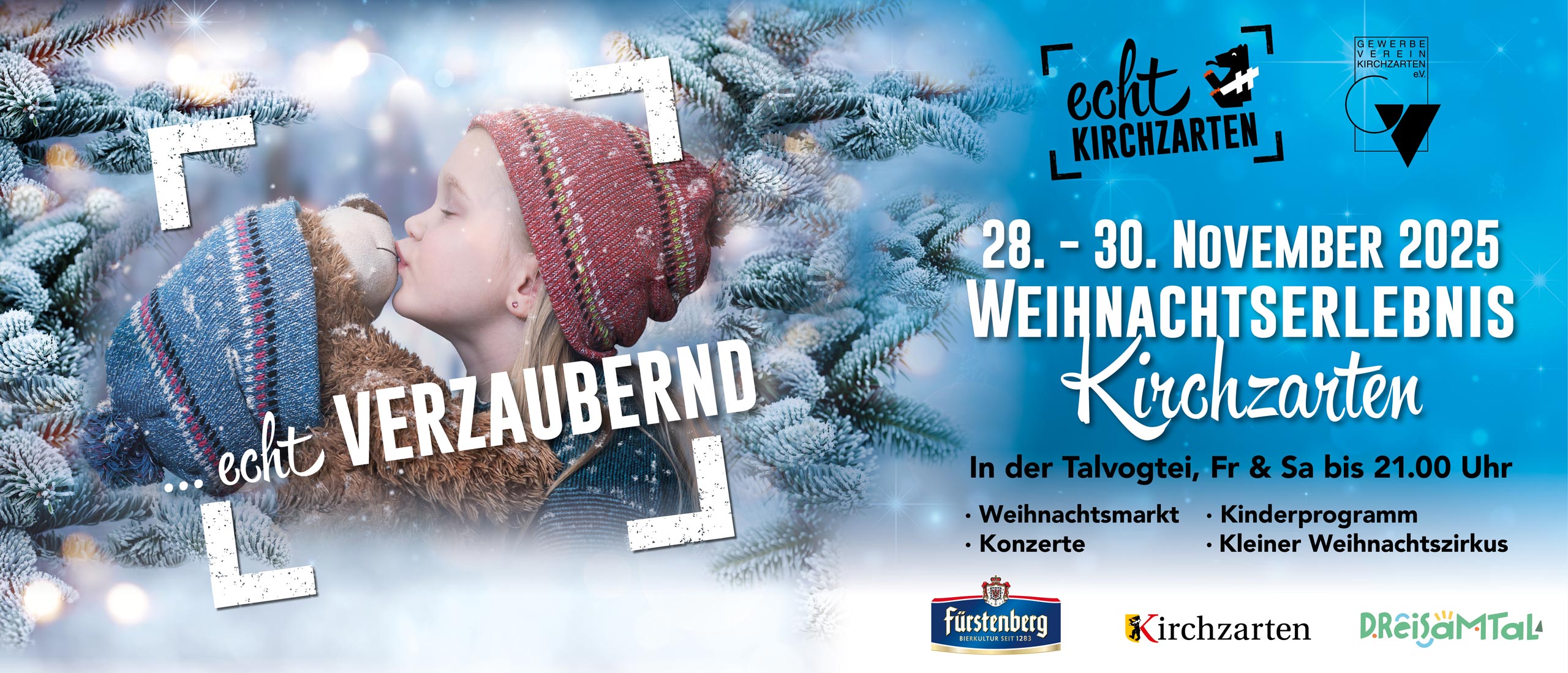 Kirchzartener Weihnachtslerlebnis - der Weihnachtsmarkt mit Konzerte und kleiner Weihnachtszirkus in Kirchzarten vom 28. bis 30. November 2025